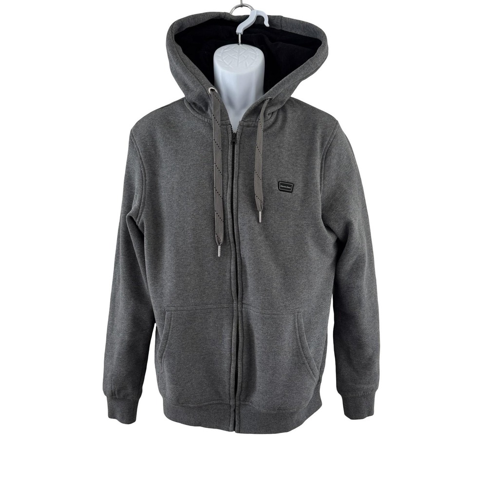 Hennchee Hoodie Mens Small Gray Full Zip Fleece Sweatshirt Heated Winter Battery